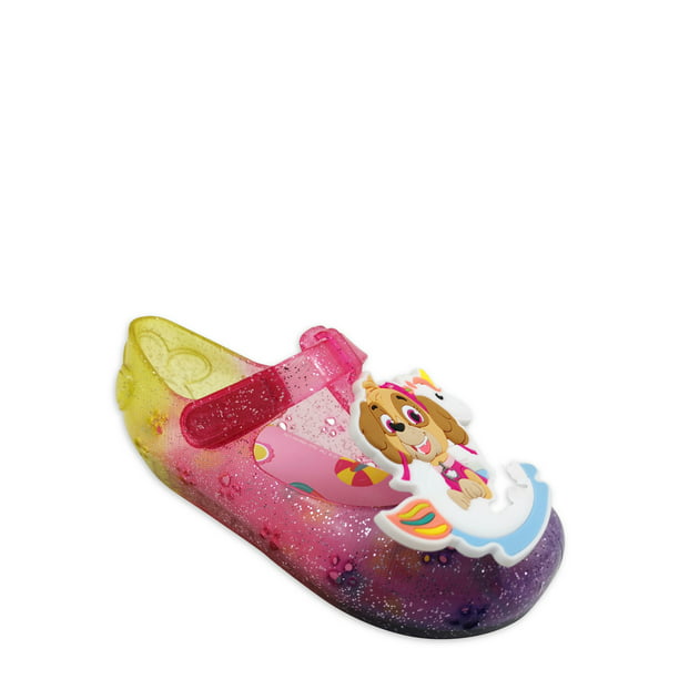 Disney Paw Patrol Girls Toddler Pink Glitter Casual Jelly Slipon Shoe Size 8 New